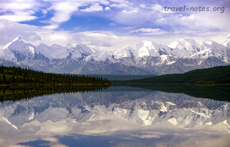 Reflection of Alaskan range on wonder lake
